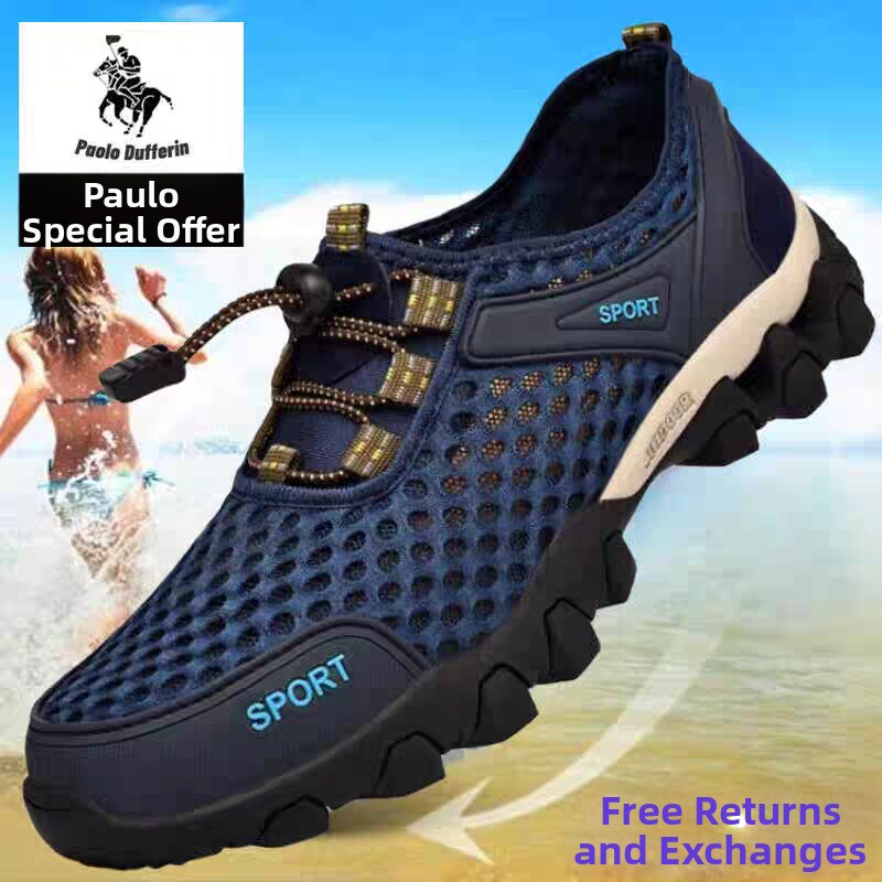 Paul 2026 Summer New Men's Mesh Shoes Breathable Men's Sports Casual Running Trendy Shoes Mesh Hiking Cloth Shoes
