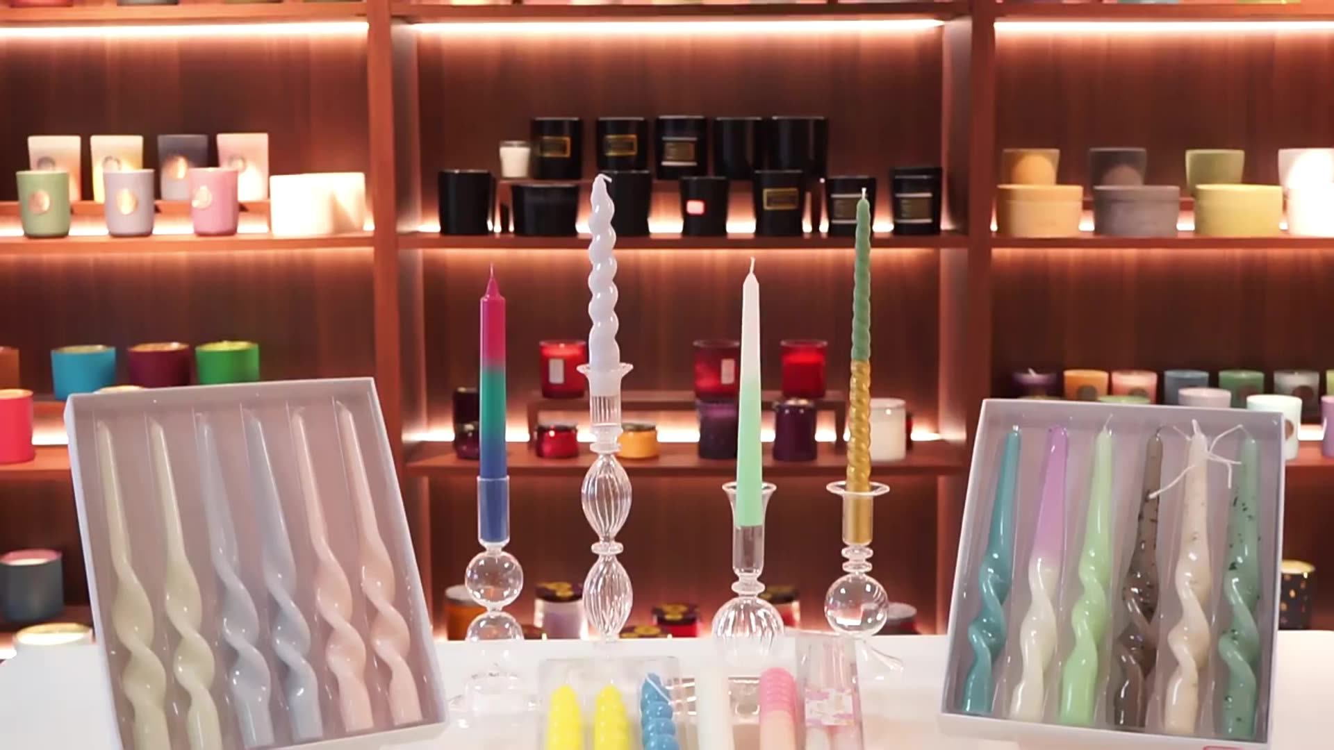 Huaming Premium Wedding Coconut Wax Nondrip Twisted Tapered Dipped