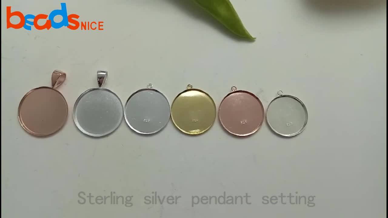 Beadsnice Sterling Silver Cabochon Settings Pendant Trays With Soldered
