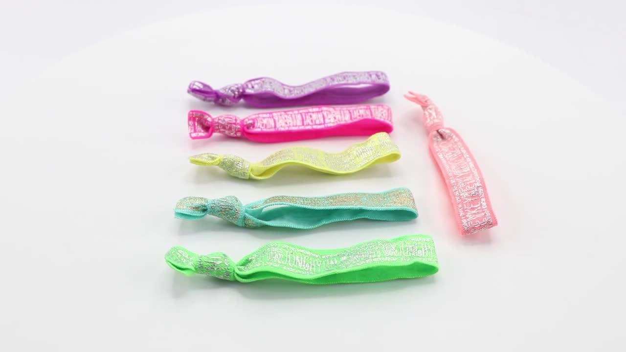 Pink Color Custom Dot Printed Mini Knot Hair Bands Soft Hair Ties