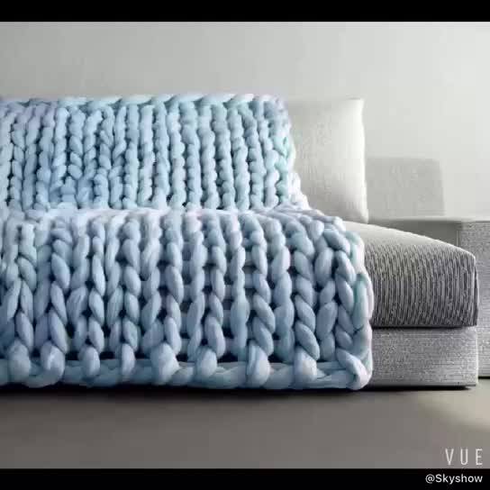 Queen Size Chunky Merino Acrylic Or Wool Winter Blanket King Size Fur