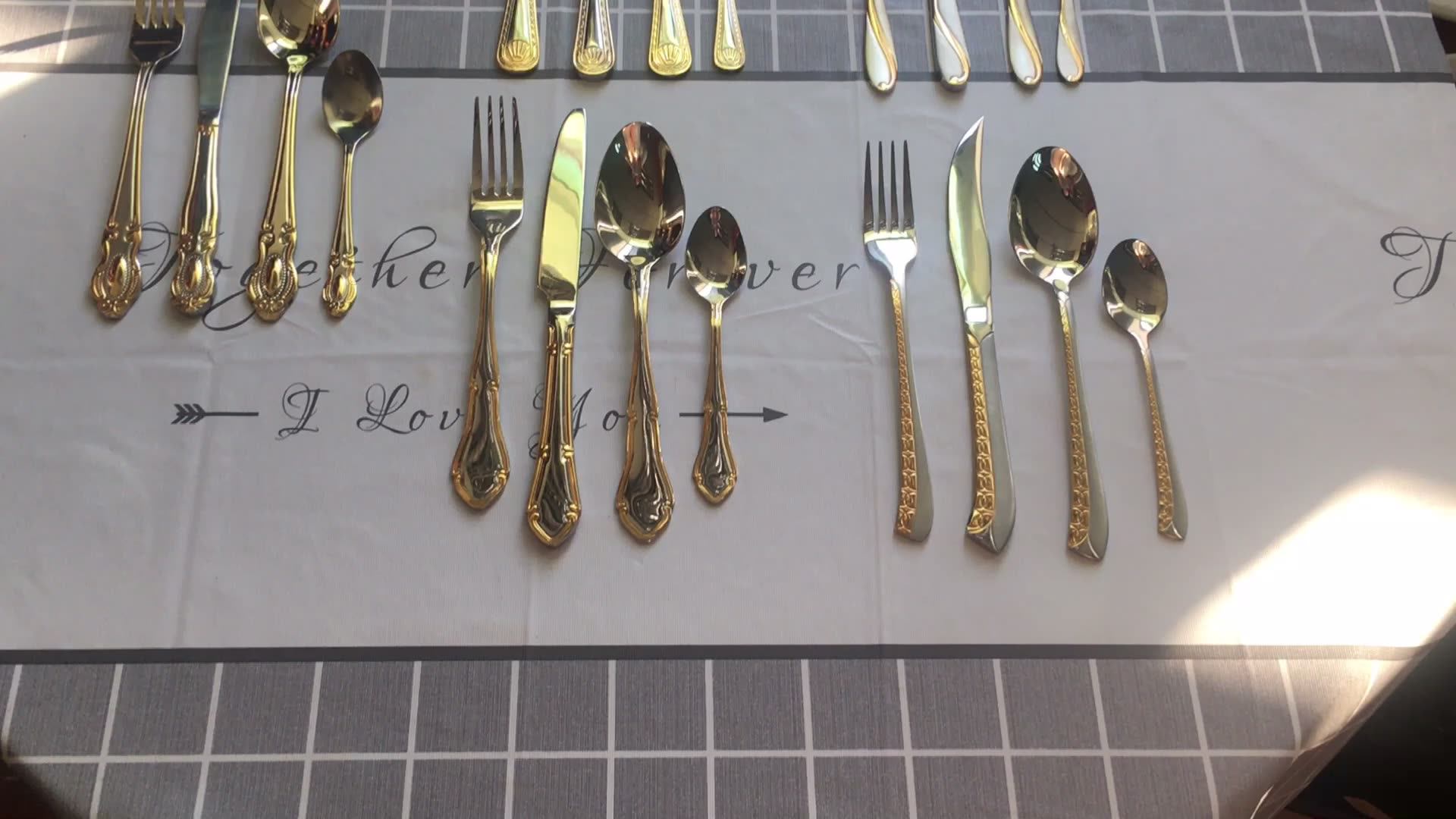 Stainless Steel Cutlery With Gold Greek Design With Various Styles