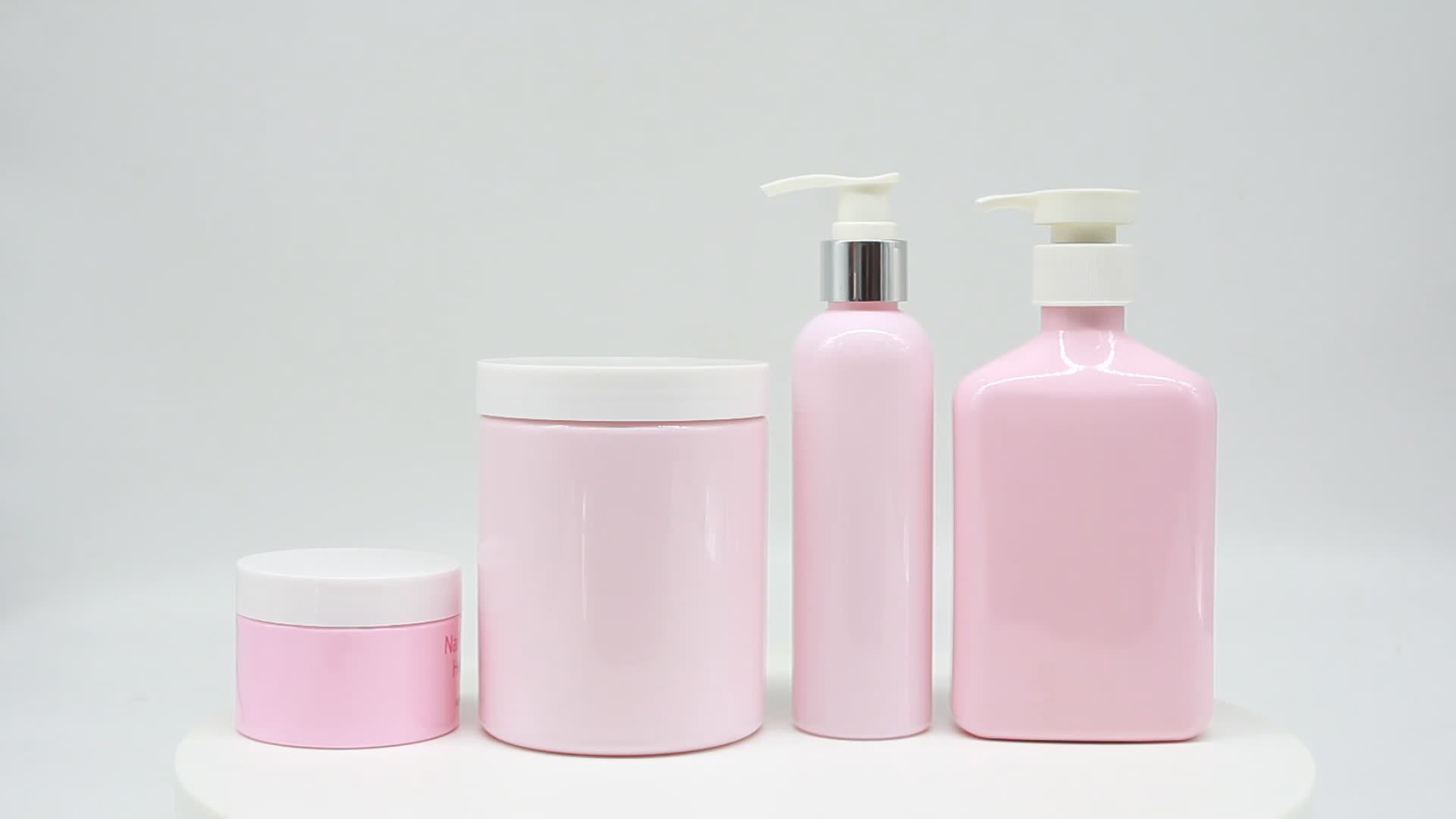 600ml 20 Ounce Pink Body Scrub Jars Pink Plastic Shampoo Container 250g