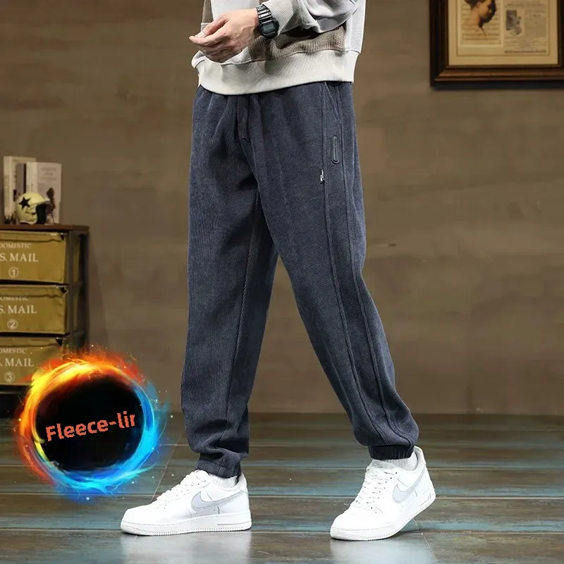 Men's trousers, autumn, increased thickness, plus size, oversize
