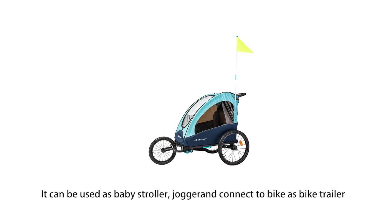 Foldable Kids Twin Bicycle Bike Trailer And Baby Stroller With En15918