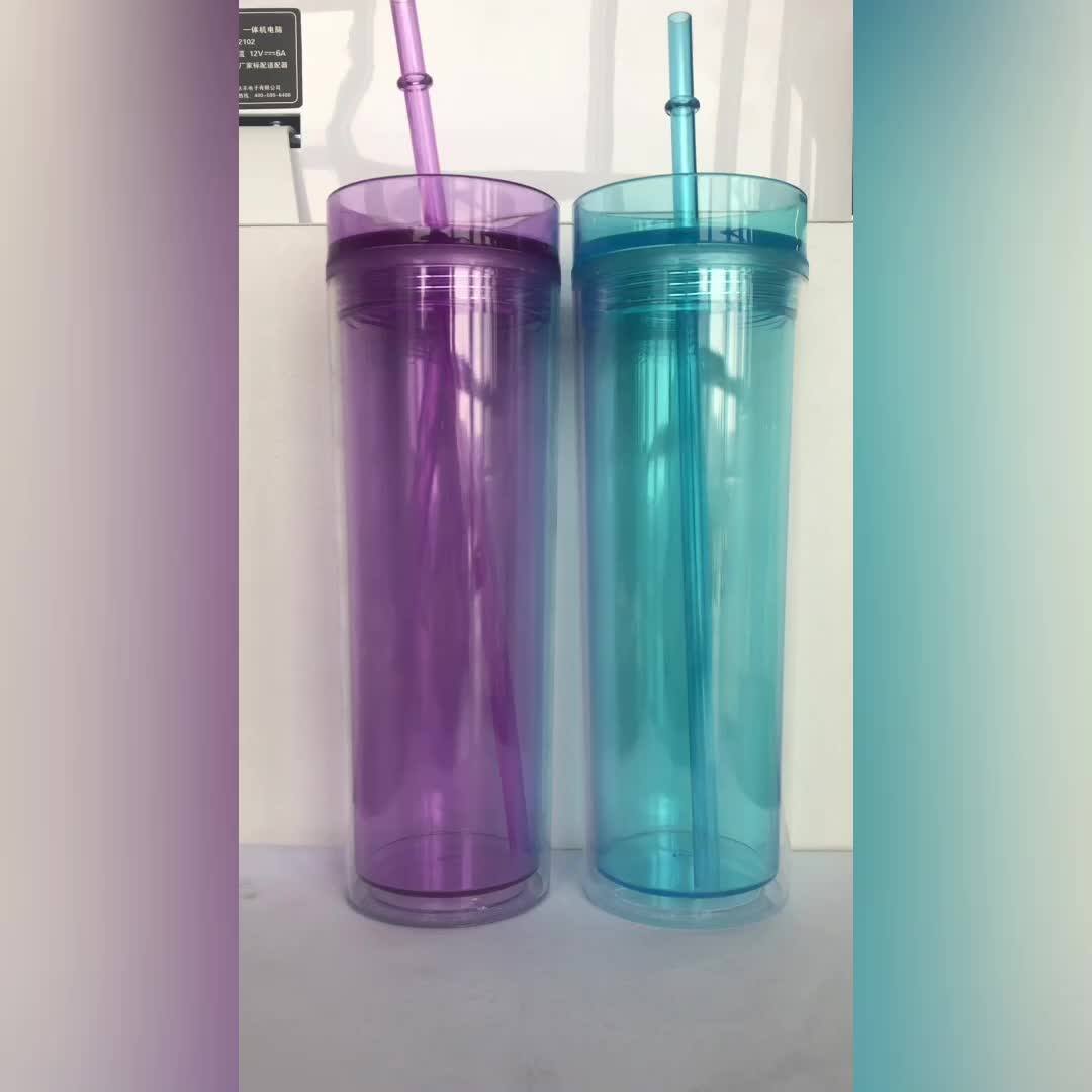 16oz Acrylic Plastic Tumbler Insulated Double Wall Mug Colorful With