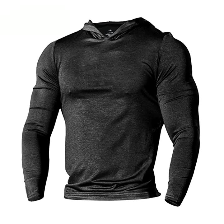 95% Polyester 5% Spandex Skinny Tight Sports Hoodies Gym Wear Men - Buy ...