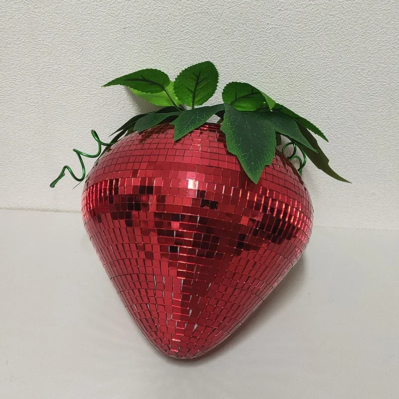 retro table glass strawberry