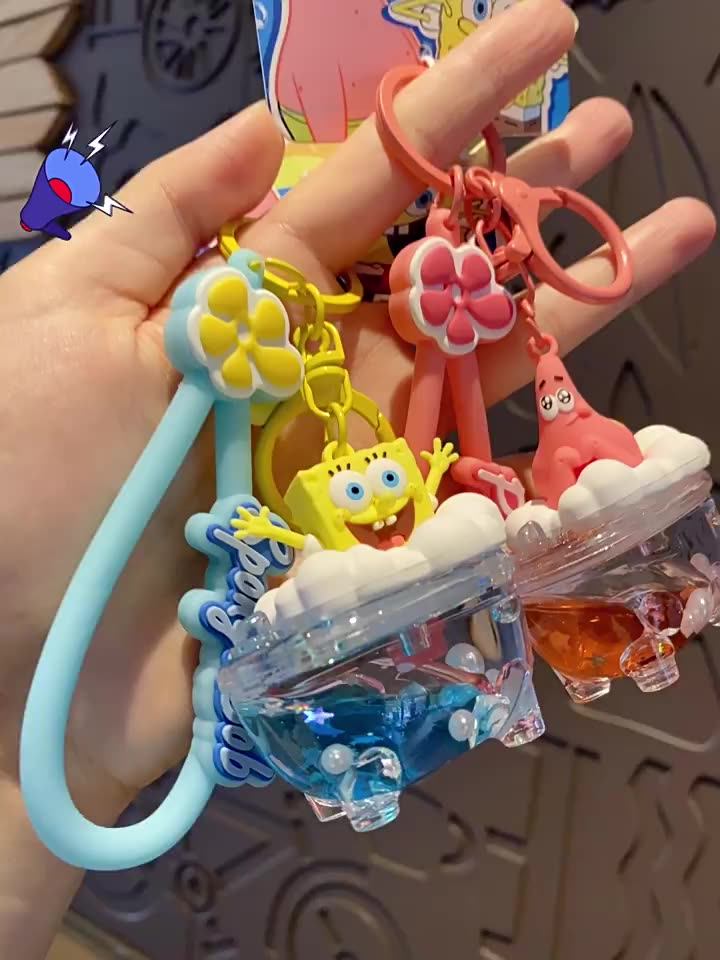 Creative Lollipop Key Chain Kawaii Floating Liquid Keychain Cartoon