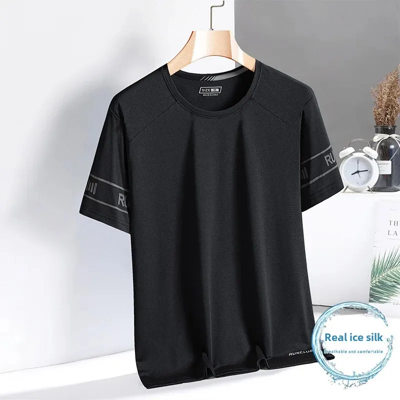 Sports breathable quick dry solid color silk thin short sleeve…