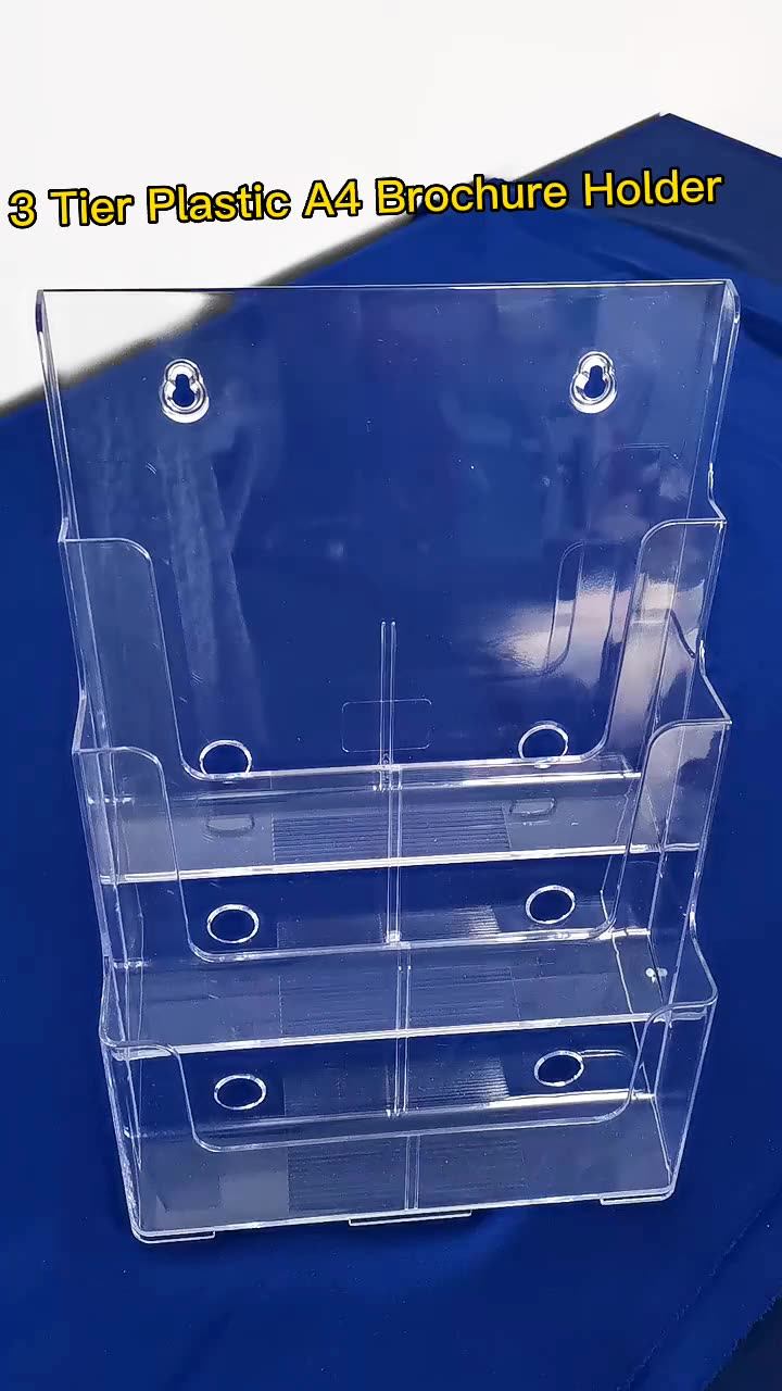 3 Tier Plastic Brochure Holder A4 Clear Acrylic Pamphlet Display Stand