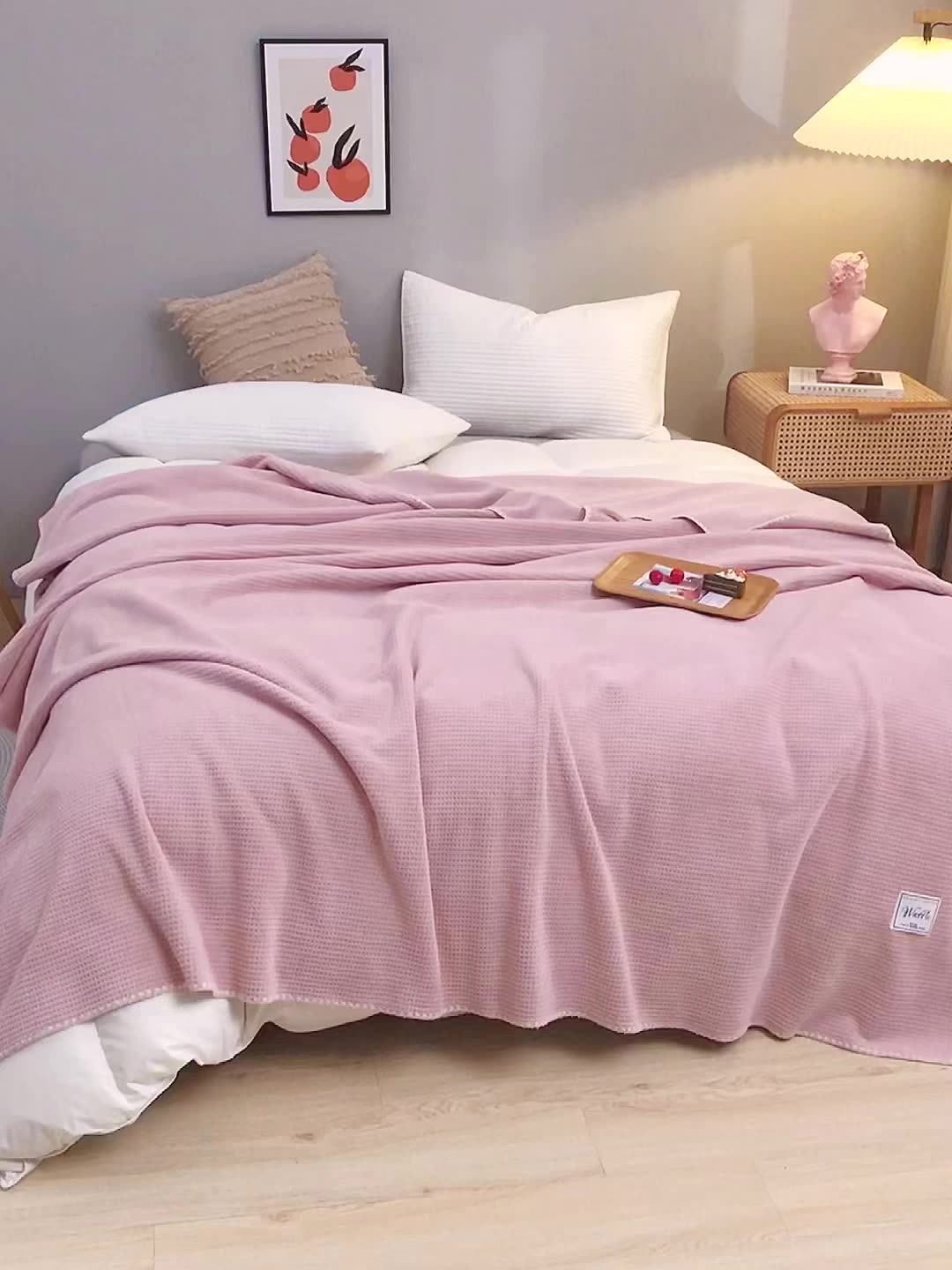 C'dear Most Popular Custom Double Layers Solid Waffle Knit Baby Blanket