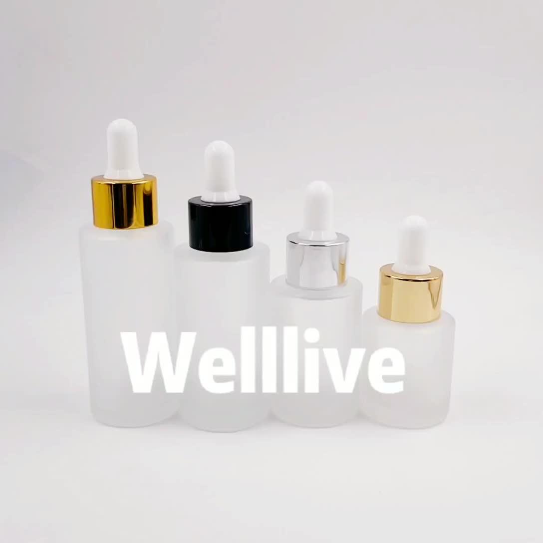 Leakproof 1oz 30ml Amber Clear Frosted Flat Shoulder Glass Serum