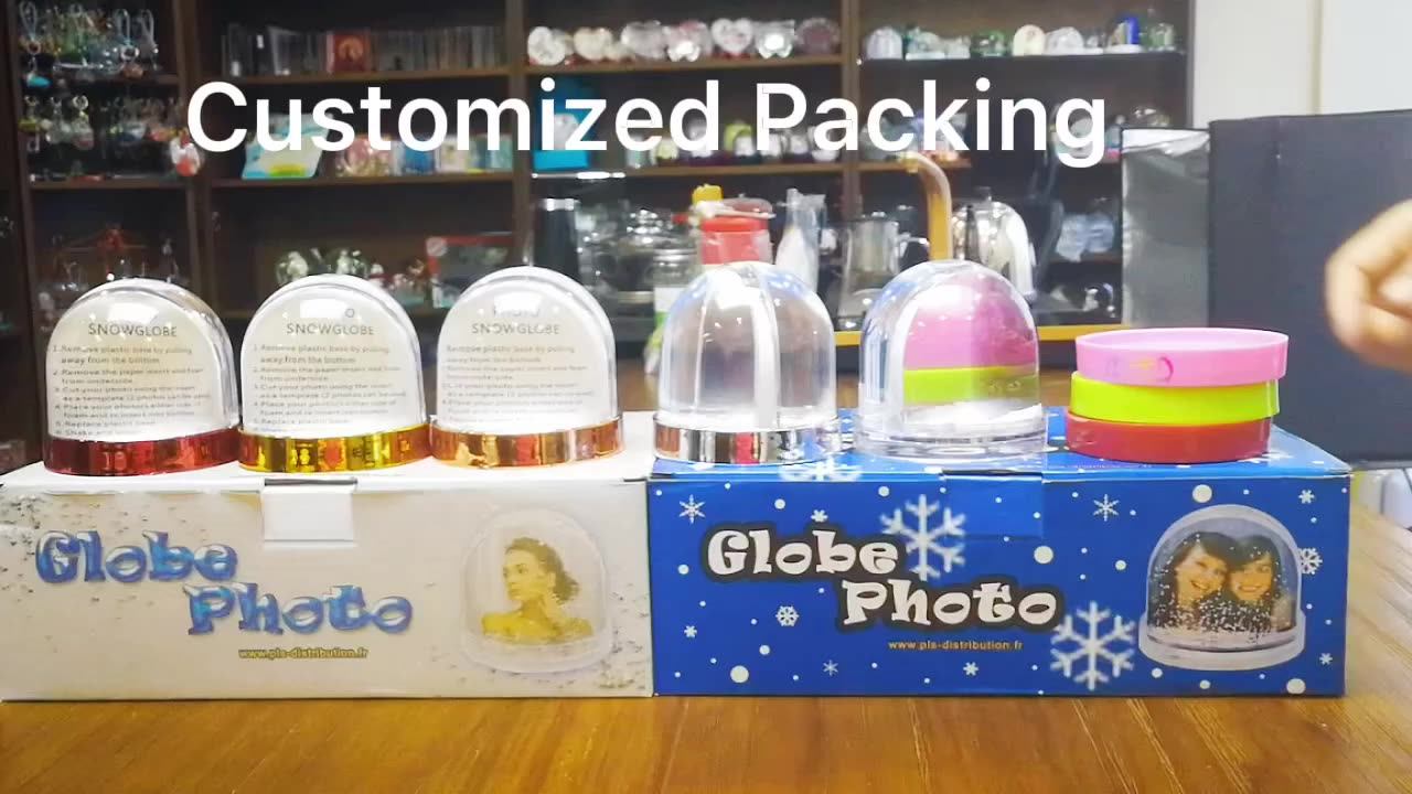 Customize Photo Insert Plastic Snow Globe With Led Light Music