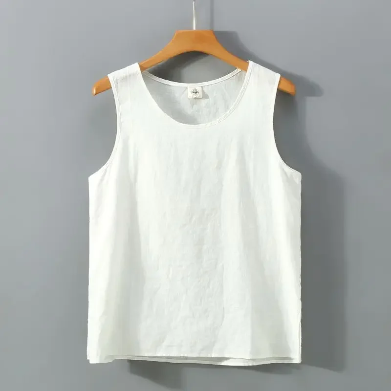Men's retro T-shirt sleevless, solid vest, Chinese style