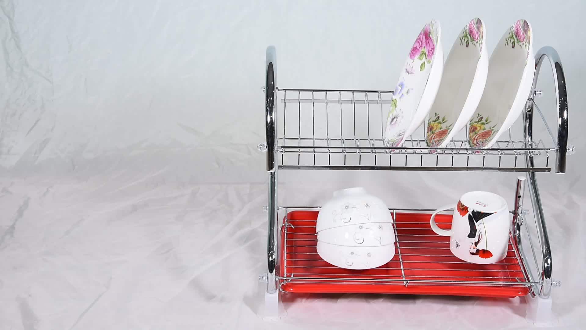 Modern Kitchen 2 Tiers Dish Drying Rack Dish Storage Shelf Dish Drain