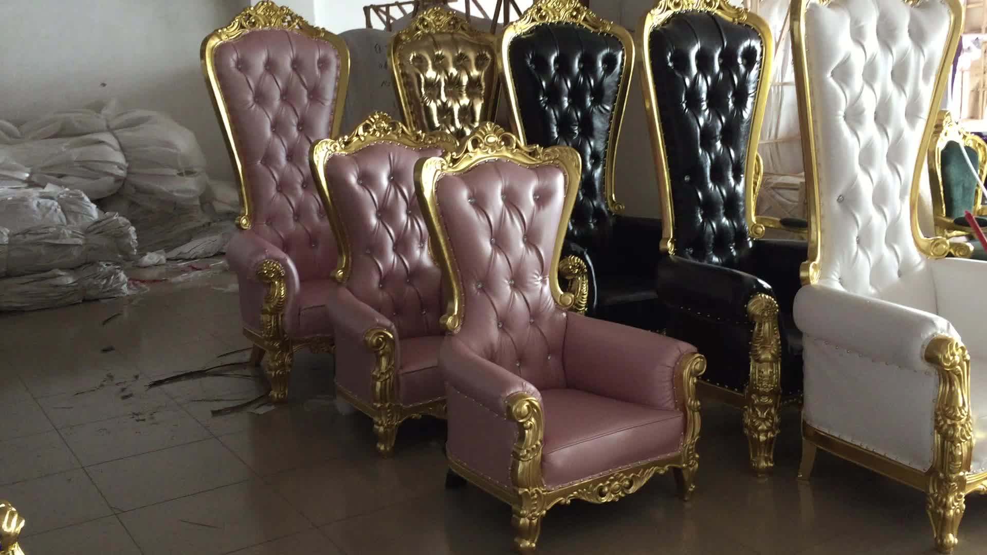Cheap Silver Trimming High Back Wedding King Throne Chairs For Sale