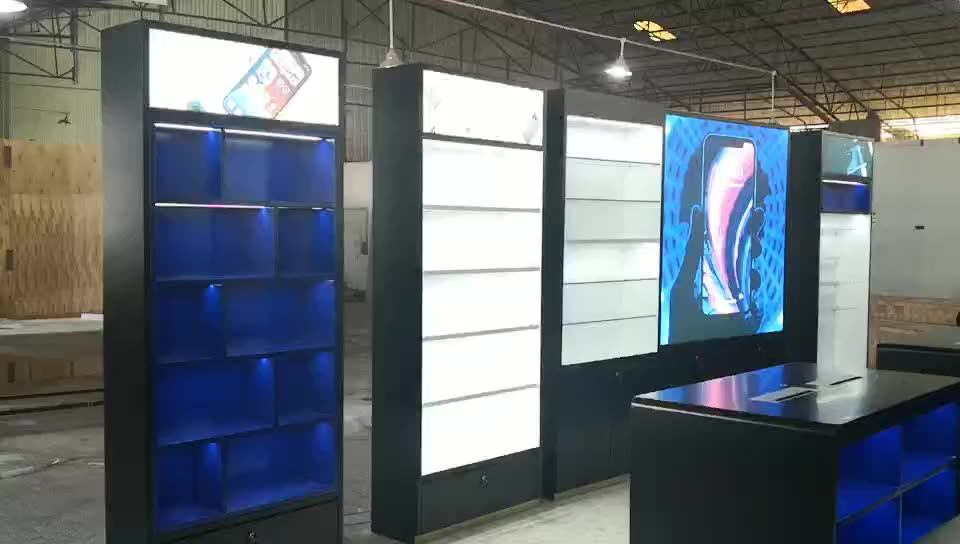 Custom High End Latest Wooden Mobile Phone Shop Interior Wood Furniture Design For Mobile Shop