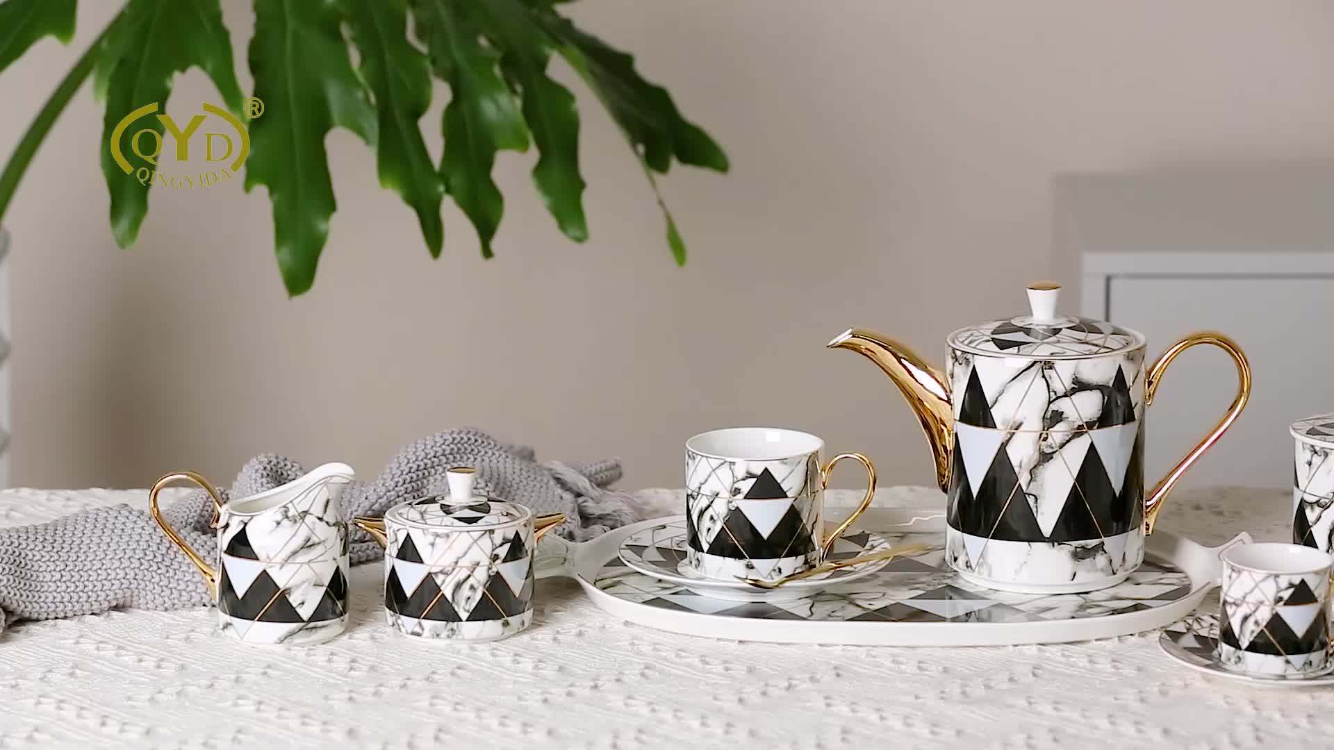 Qyd Elegant Coffee Ware 15 Pieces New Bone China Coffee 6 Cups Saucers