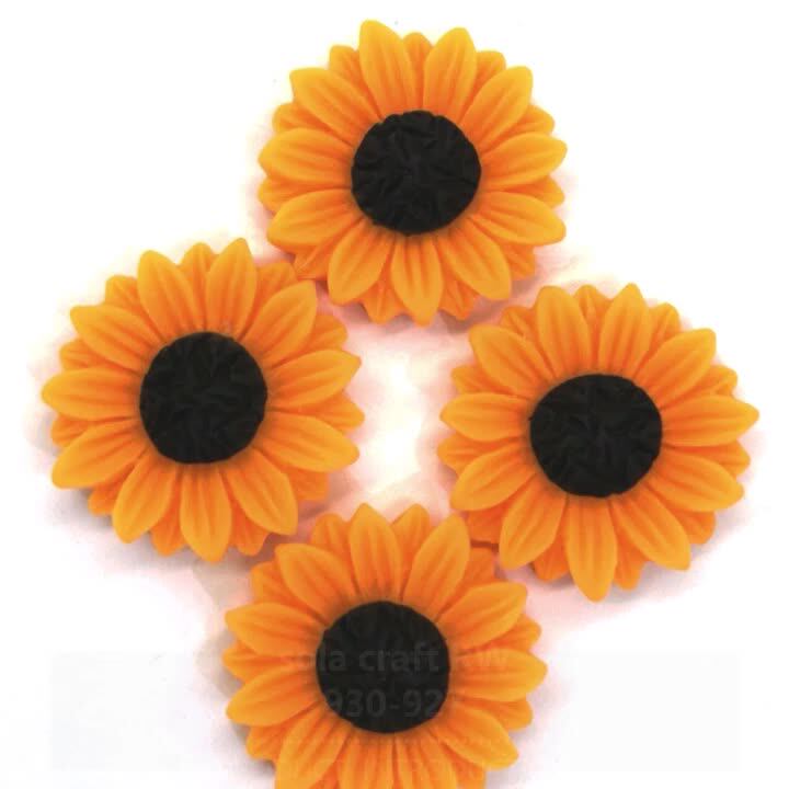 Yellow Resin Daisy Flowers Sunflower Cabochons Flatbacks Embellishments