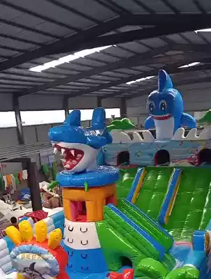 Outdoor large children inflatable water slide Amusement Park combination bracket swimming pool pool pool fishing pond ocean ball pool