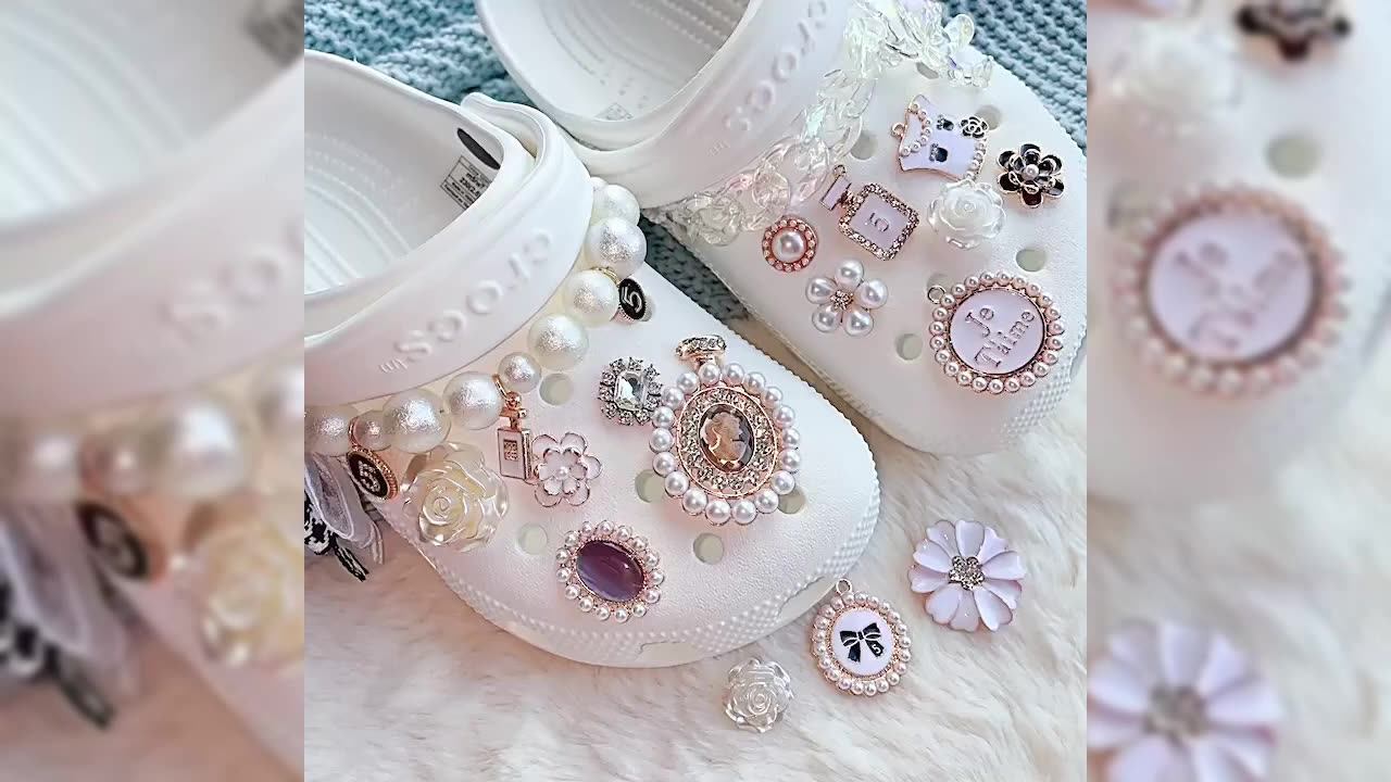 Wholesale Bling Croc Charms Luxury Metal Designer Charms Diamond Shoe