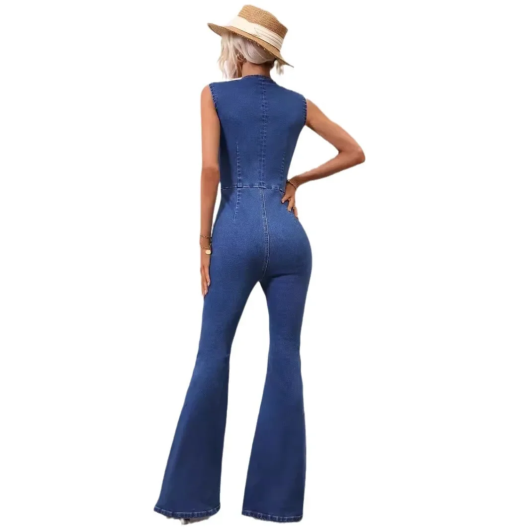 317#-3318# Amazon European and American Women's Fashion INS Casual Commuting Slimming Bodysuit Jeans