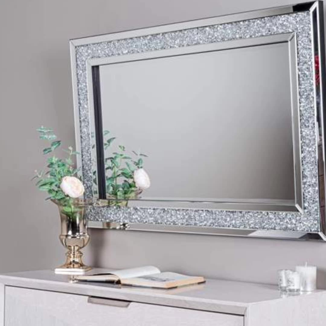 Wholesale Sparkbling Crushed Diamond Wall Decor Rectangular Full Length