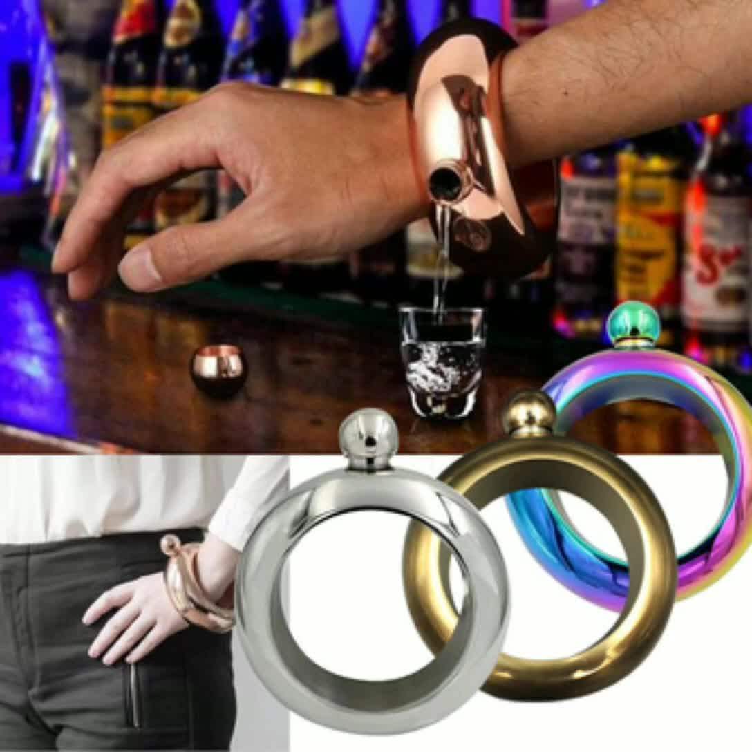 Stainless Steel Creative Hidden Booze Wine Pot Bangle Alcohol Jewelry
