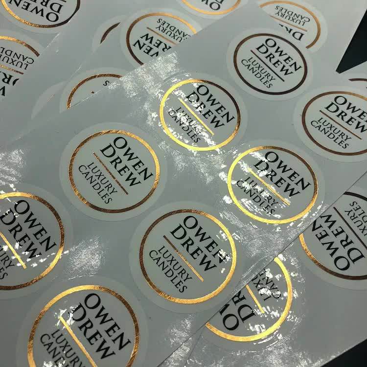 Thermal Selfadhesive Strong Glue Custom 3m Gold Foil Logo Stickers