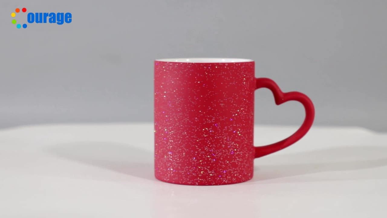 Heart Handle Glitter Sky Magic Magic Mugs Color Change Sublimation Mug