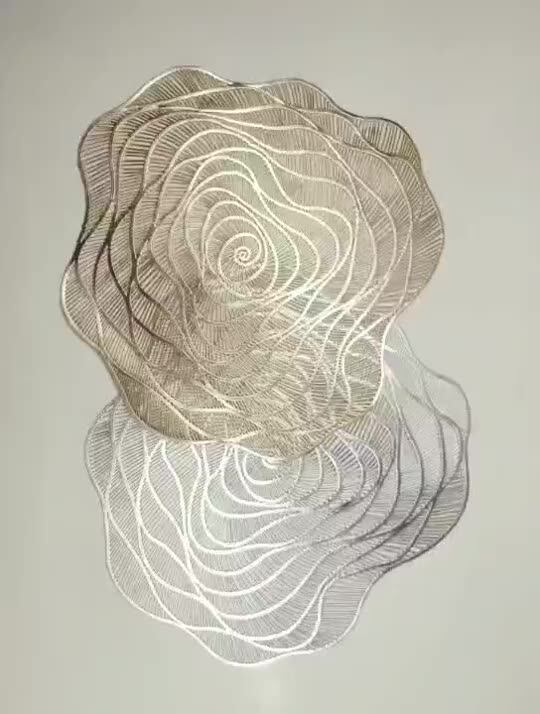 Wholesale Romantic Pvc Pressed Placemats Rose Shape Gold Vinyl Lace Placemats For Kitchen Dining