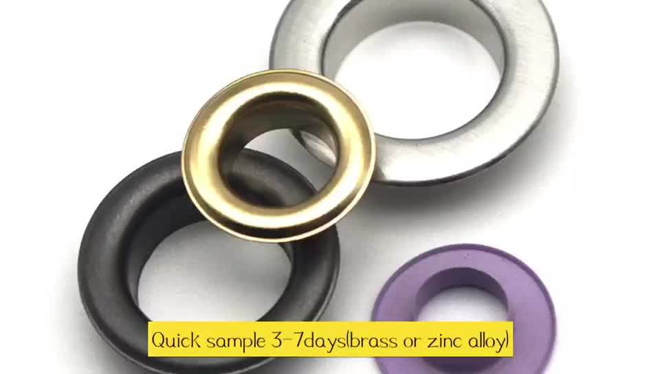 Custom Garment Accessories Metal 10mm Brass Round Brush Painted Metal Eyelet Grommet For