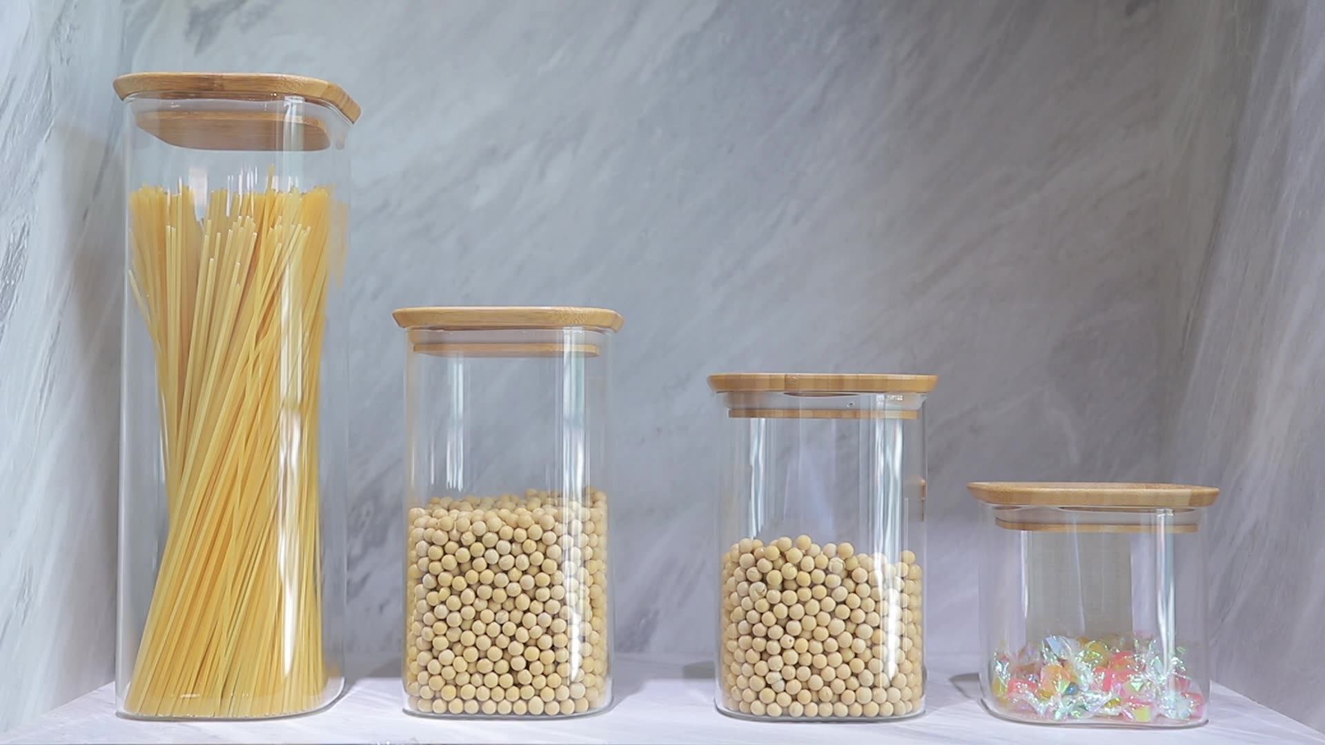 Professional Manufacture Airtight Square Glass Food Container Kitchen