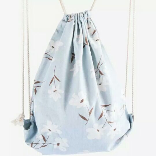 Cloth Art Homemade Water Fairy Flowers Double Shoulder Bag Drawing Rope Big Bunch Pocket Fresh Tours Eco-friendly Containing Clothing Shopping Bags