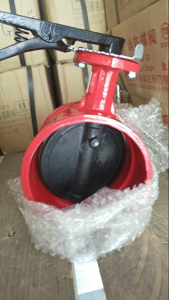 With ID Fire Groof Butterfly Valve D81X - 16 Groove Handle Butterfly Valve Fire 3C Certified Fire Butterfly Valve