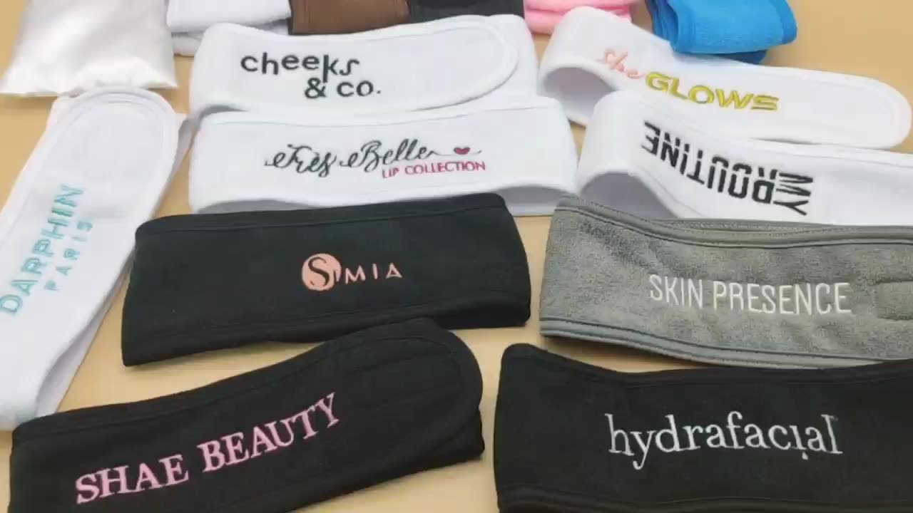 Custom Logo Spa Facial Headband Terry Cloth Spa Headband Stretch Towel