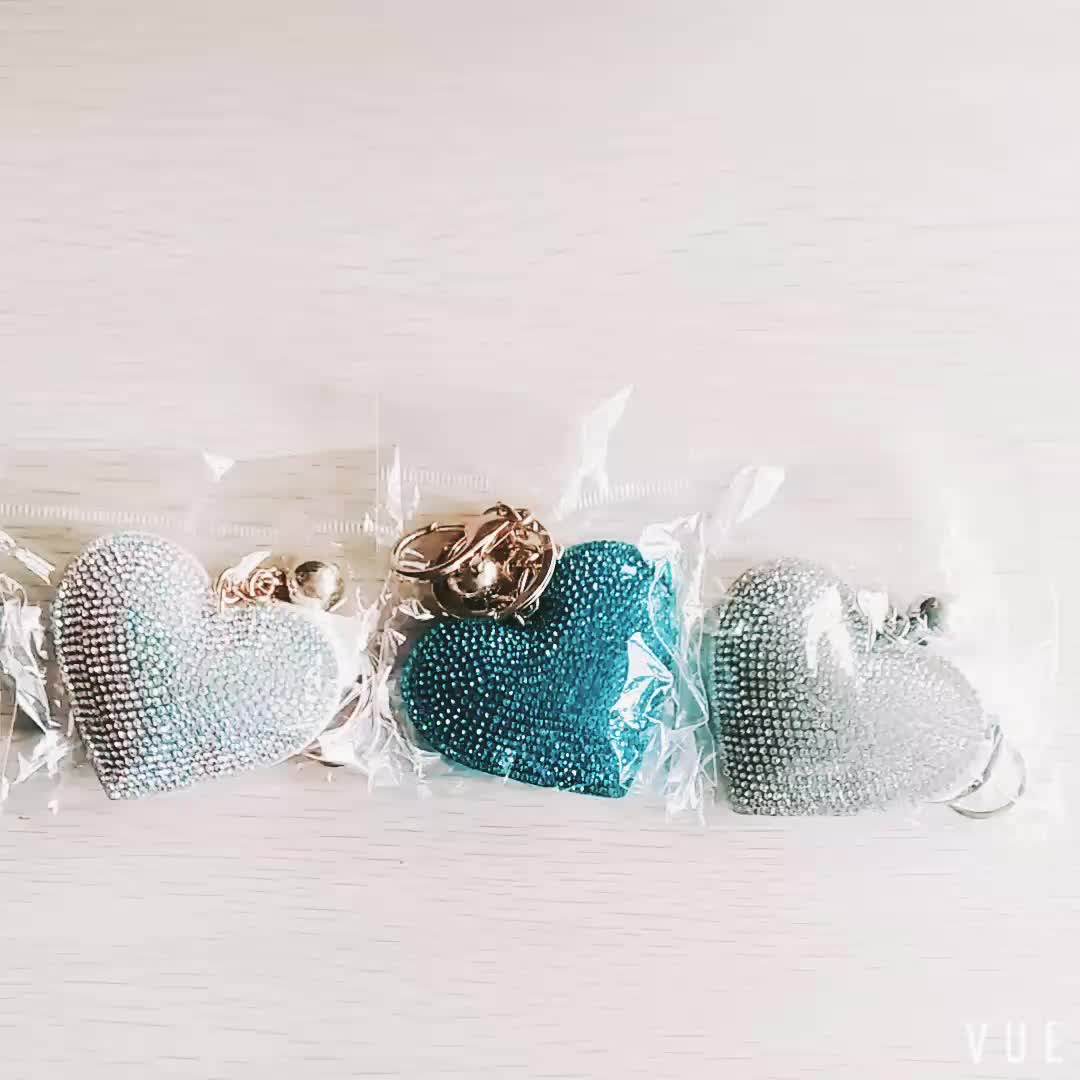 Bag Purse Keyring Tassel Pendant Keychain Rhinestone Crystal Heart