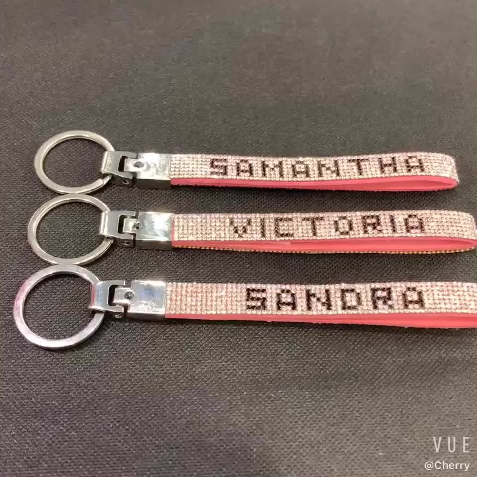 Wholesale Small Order Keychain With Rhinestone Wristlet Keychain With
