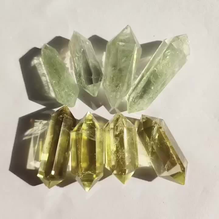 Natural Prasiolite Double Point Healing Stone Crystal Tower Green