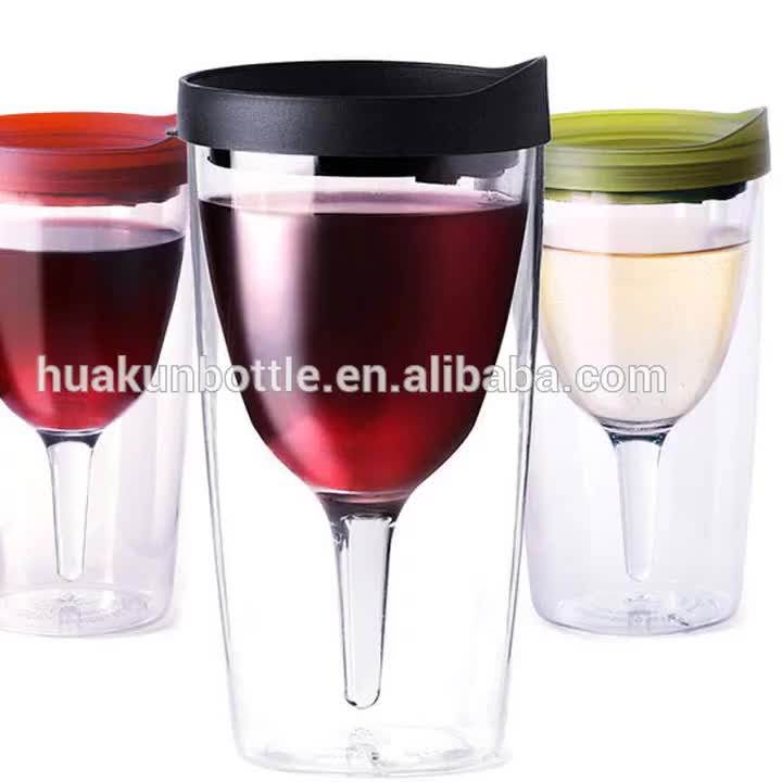 Wholesale 10oz Double Wall Private Custom Acrylic Wine Glasses With Colorful Lid Buy Acrylic
