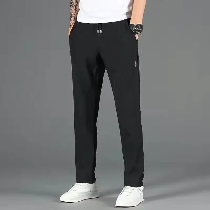 Ice silk pants men's loose breathable straight-leg casual pants spring and summer thin quick-drying trousers versatile men's sports pants