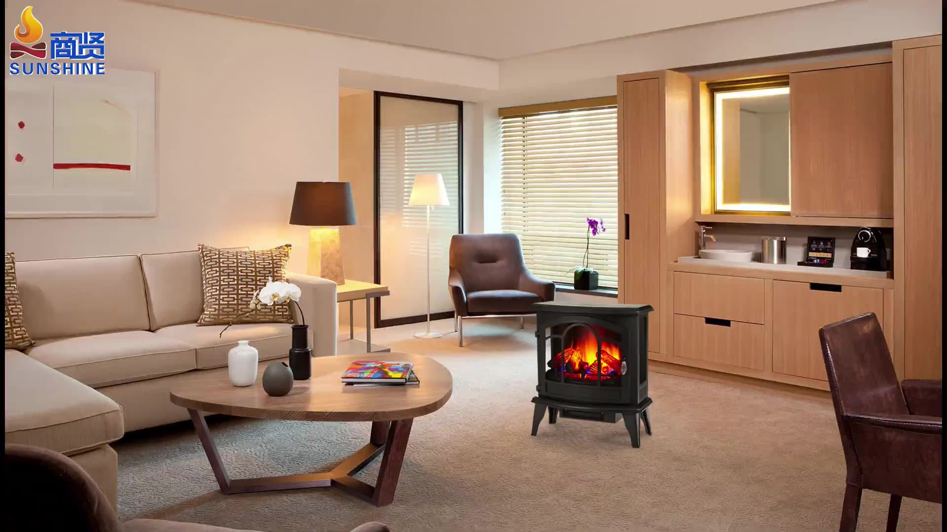 Modern Wood Decorative Fireplace Stove Electric Heater Insert Led Flame