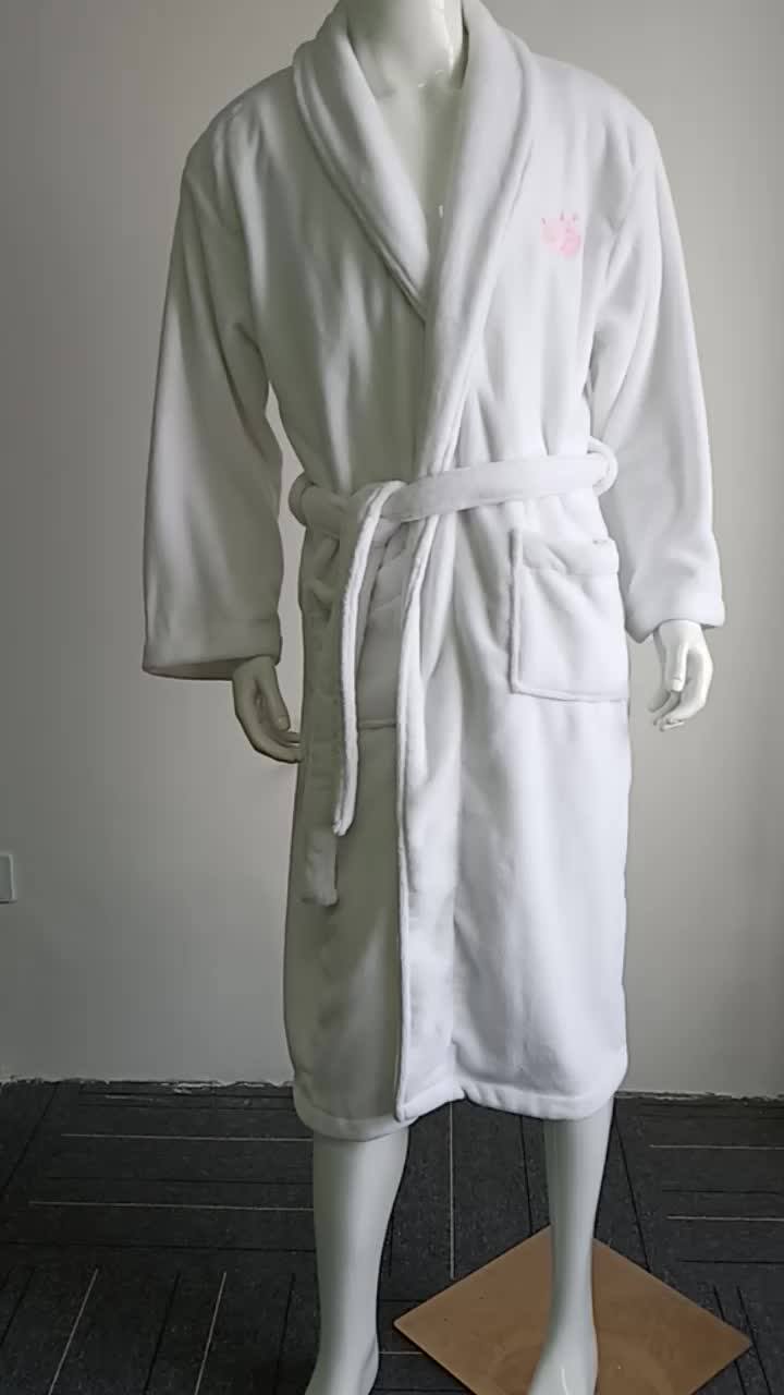 Luxury Plush Polyester Microfiber Fleece Bathrobe Hooded Women