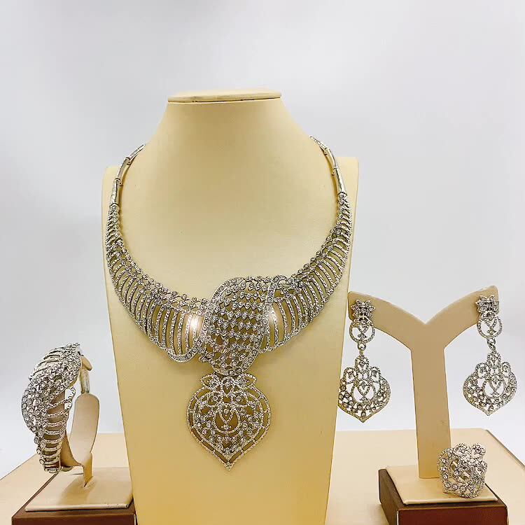 Wedding Bridal Love Silver Jewelry Set 