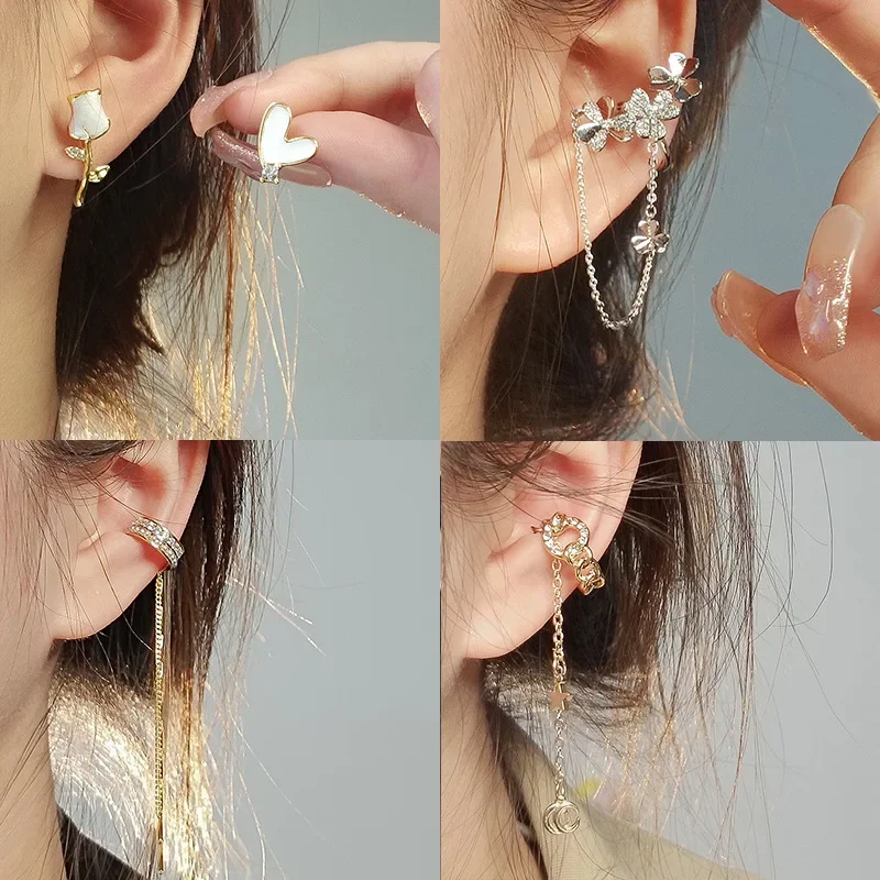 Серьги из жемчуга, длинные серьги-кольца, без прокола, городской стиль, опт