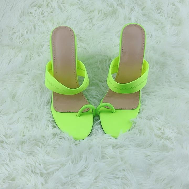 yellow chunky heel sandals