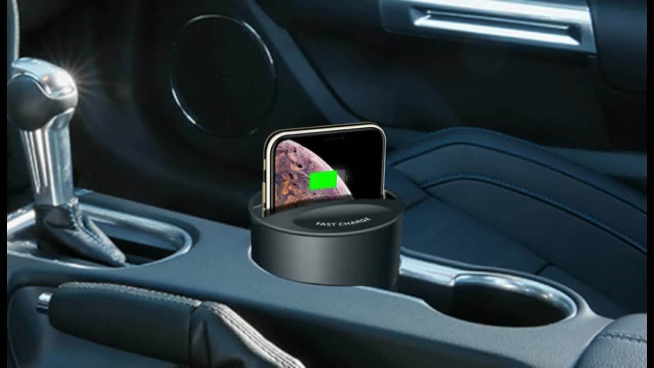 2020 New Products Qi Wireless Car Charger Cup Holder X9 10w Usb Fast Charging Car Mount For