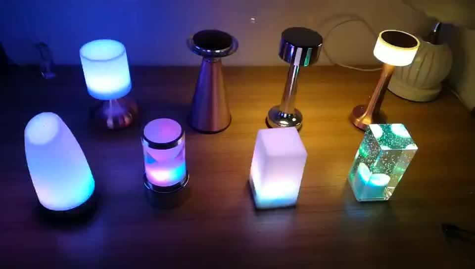 Cylinder Rechargeable Led Table Night Light Mini Gold Cordless