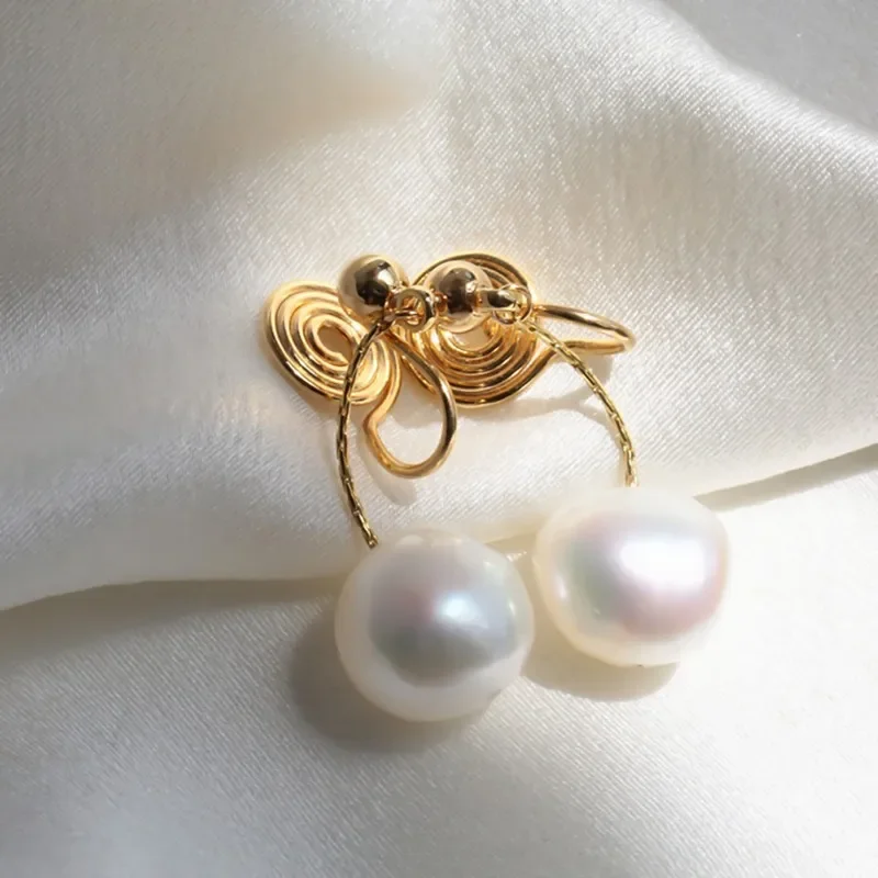 Ear clips from pearl, mosquito coil, earrings with tassels, no pierced ears